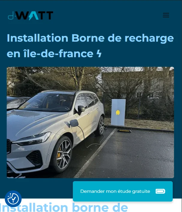 Ancien haut de page D.WATT sur mobile, avec le visuel de recharge